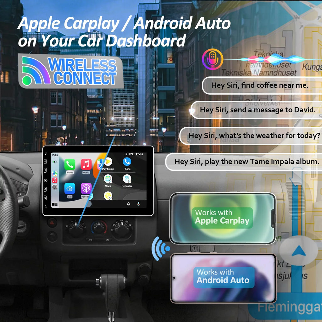 Double Din Car Sizetereo - Corehan 10 inch Touchscreen Car Radio Bluetooth Multimedia Player with Backup Camera Compatible with Wireless Carplay, Wireless Android Auto, Mirror Link