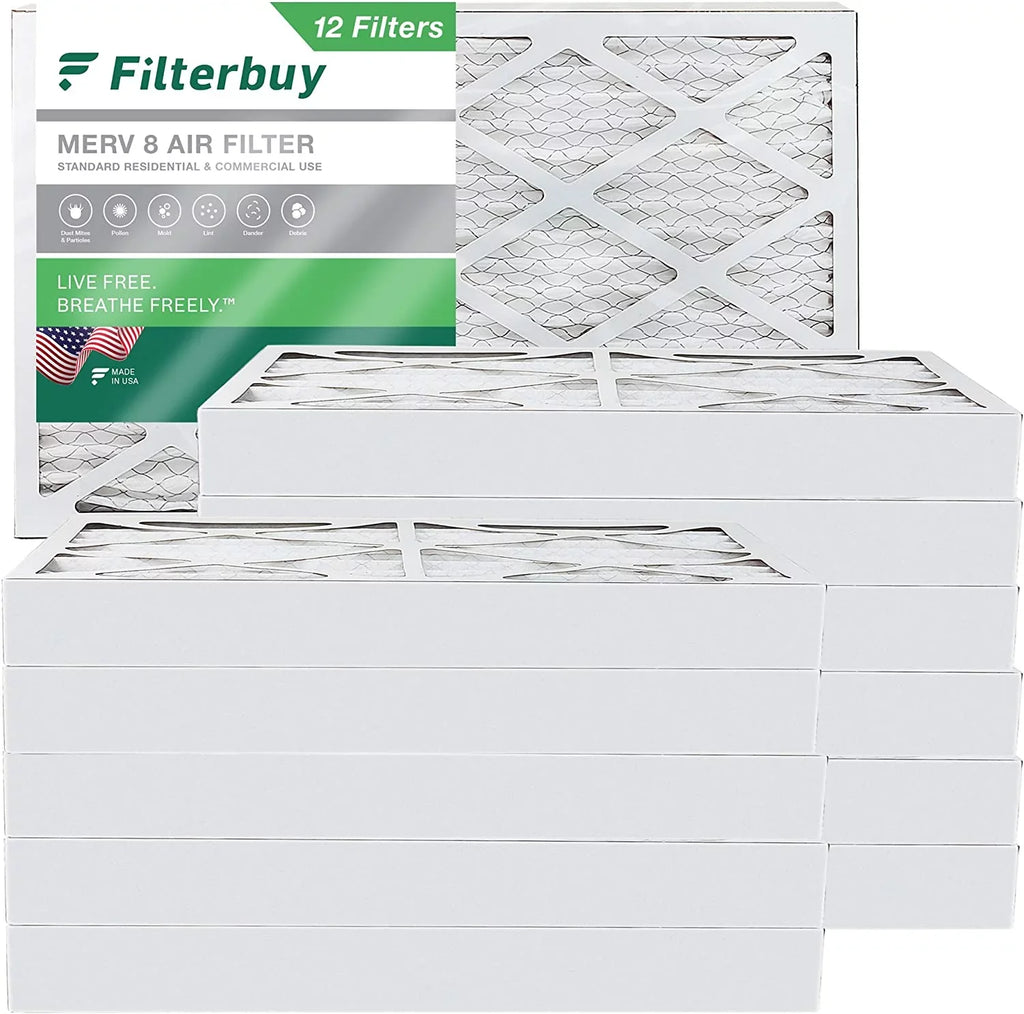 Filterbuy 8x20x4 MERV 8 Pleated HVAC AC Furnace Air Filters (12-Pack)