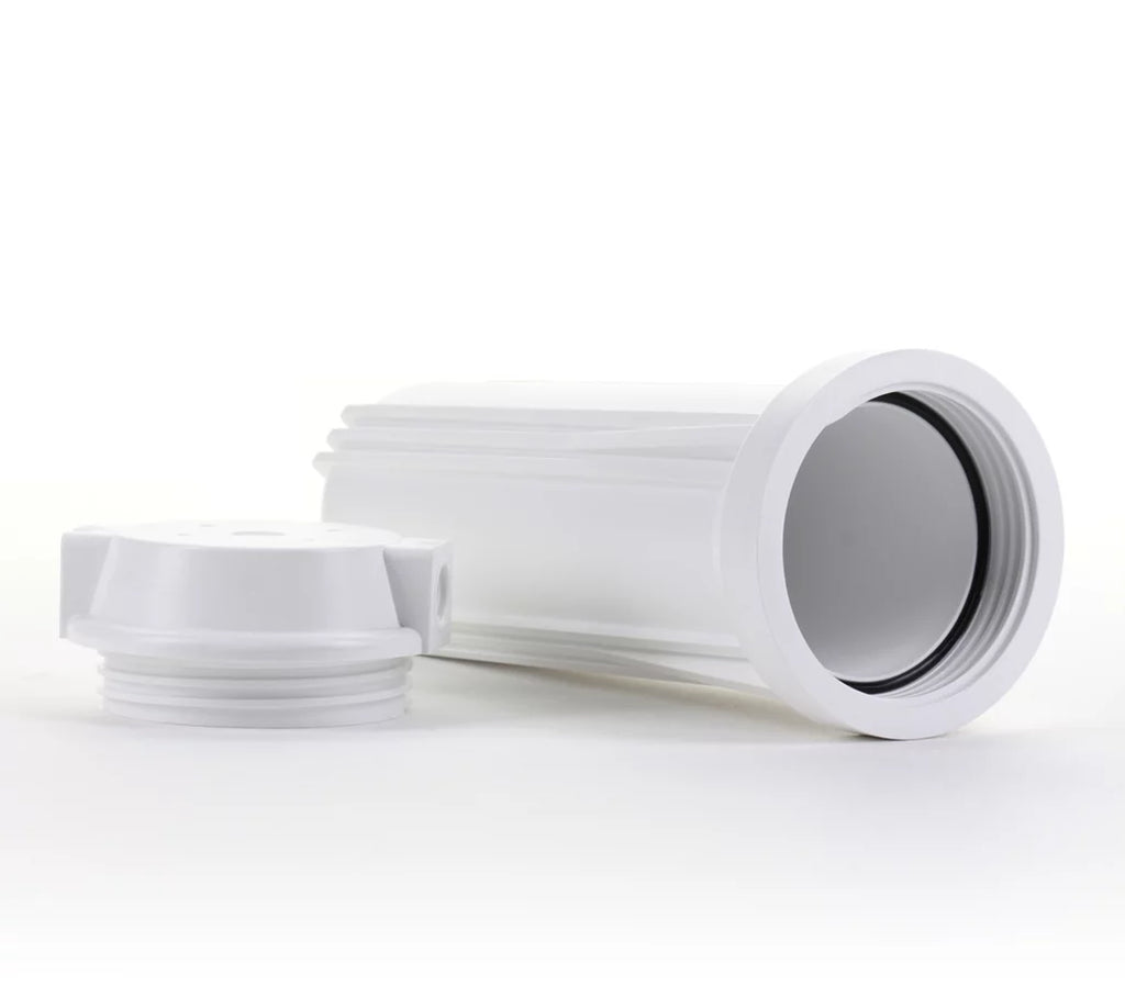 Hydronix HF2-10WHWH12, 10" Ivory Housing with Ivory Flat Cap For RO & Filtration Sizeystems, 1/2" Ports