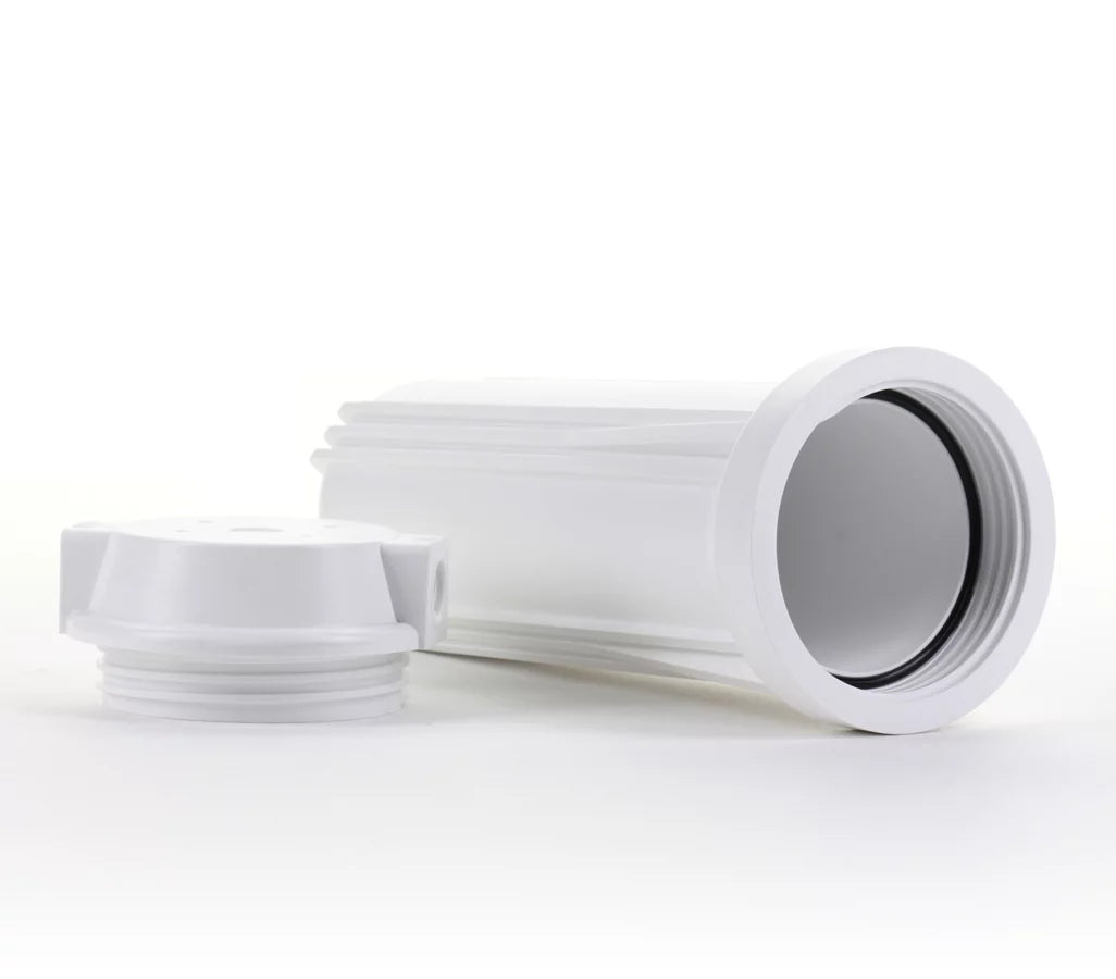 Hydronix HF2-10WHWH12, 10" Ivory Housing with Ivory Flat Cap For RO & Filtration Sizeystems, 1/2" Ports