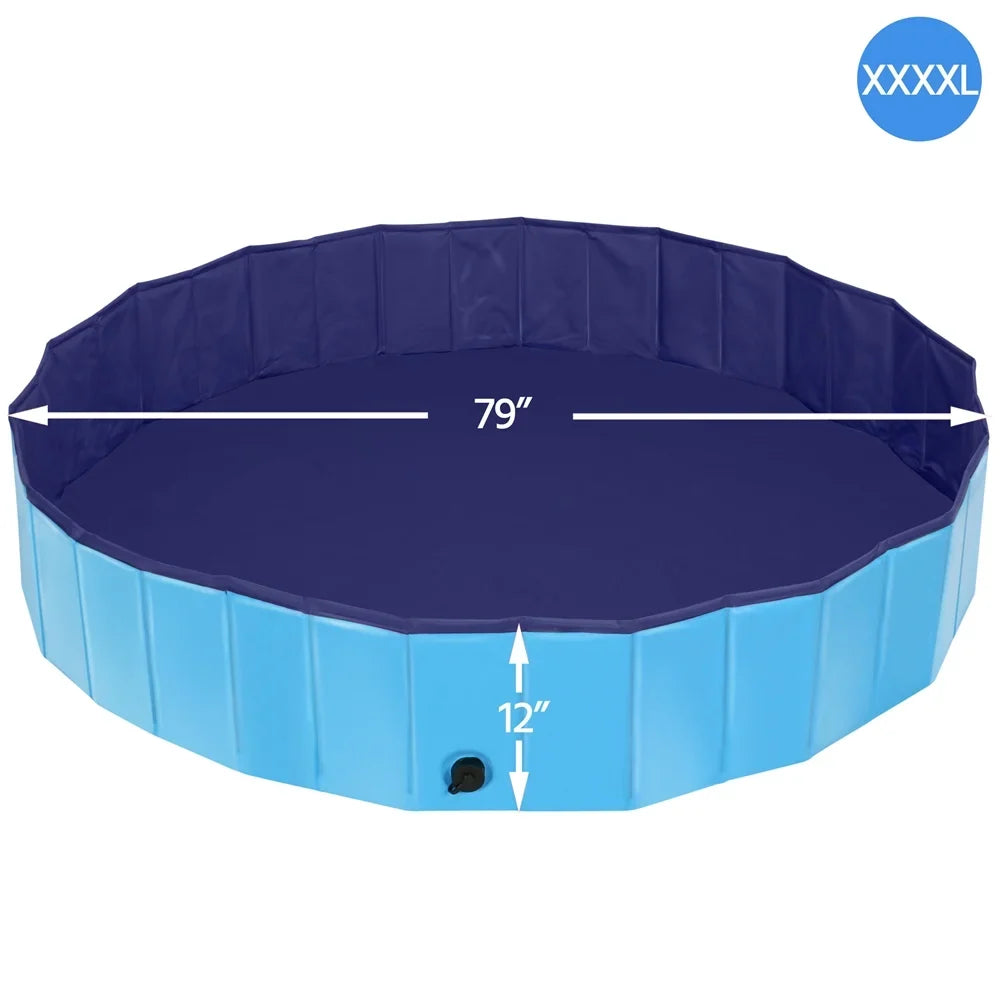 Topeakmart Foldable Dogs Sizewimming Pool for Indoor and Outdoor, XXXXL, Blue