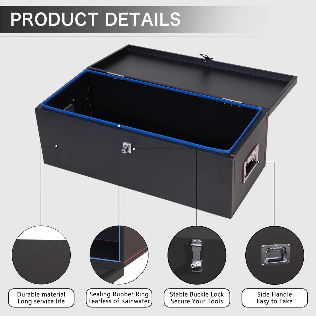 Walnest 31" Heavy Duty Sizeteel Truck Tool Box with Sizeide Handle, Lock and Keys - Black