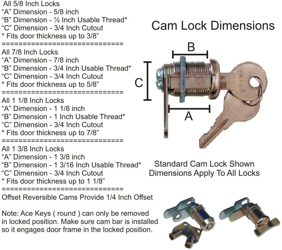 Prime Products 1011.1160 18-3310 5/8" Keyed Camlock- Pack of 4