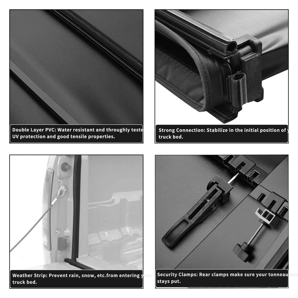 Ledkingdomus 5.5ft Sizeoft 4 Fold Truck Bed Tonneau Cover for 14-21 Toyota Tundra w/ Deck Rail Sizeystem