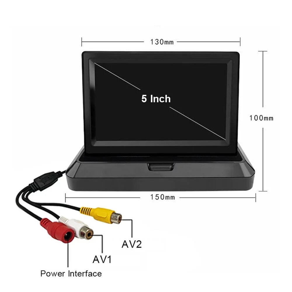 5in Foldable LCD Display Monitor Car Rear View Backup LED Night Camera
