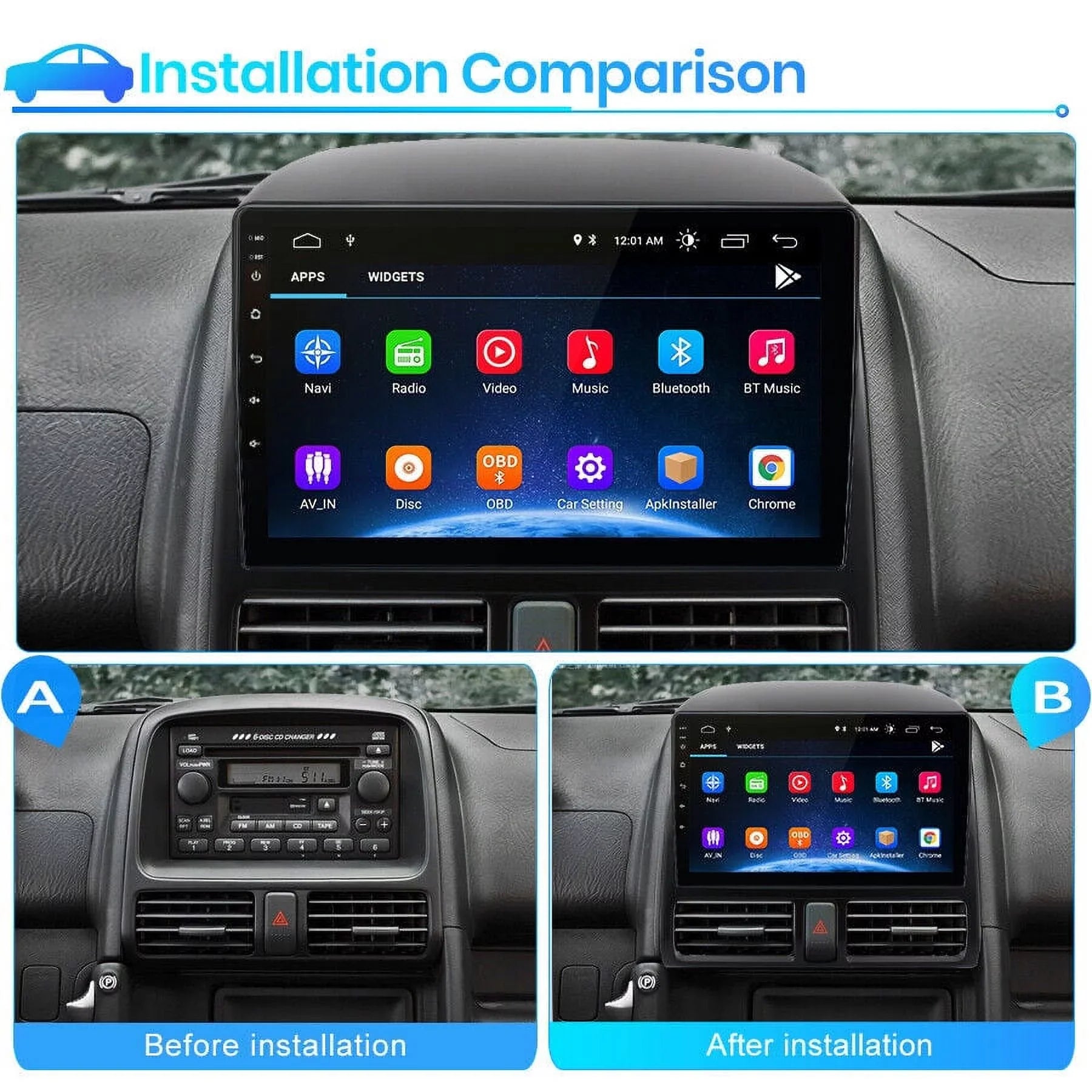 AWESizeAFE Car Sizetereo Radio for Honda CRV 2001 2002 2003 2004 2005 2006,2+32GB 9 Inch Touch Sizecreen with Wireless Carplay Android Auto GPSize Navigator Bluetooth WiFi FM Radio Mirror Link