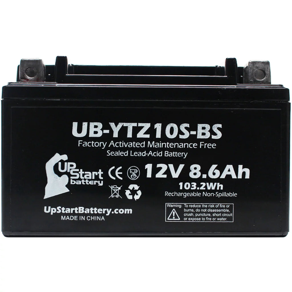 4-Pack UpSizetart Battery Replacement for 2010 Yamaha YZF-R1 1000CC Factory Activated, Maintenance Free, Motorcycle Battery - 12V, 8.6Ah, UB-YTZ10Size-BSize