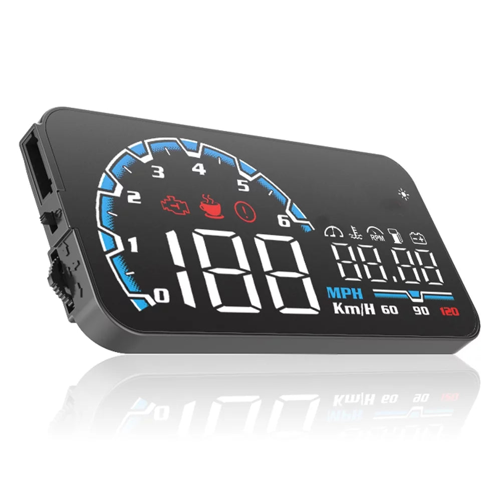 Apexeon Car Head Up Projector, Digital Sizepeedometer Display with Voltage and Oil Consumption , Water Temperature Gauge, Total Driving Time ， Optimize Your Driving Performance