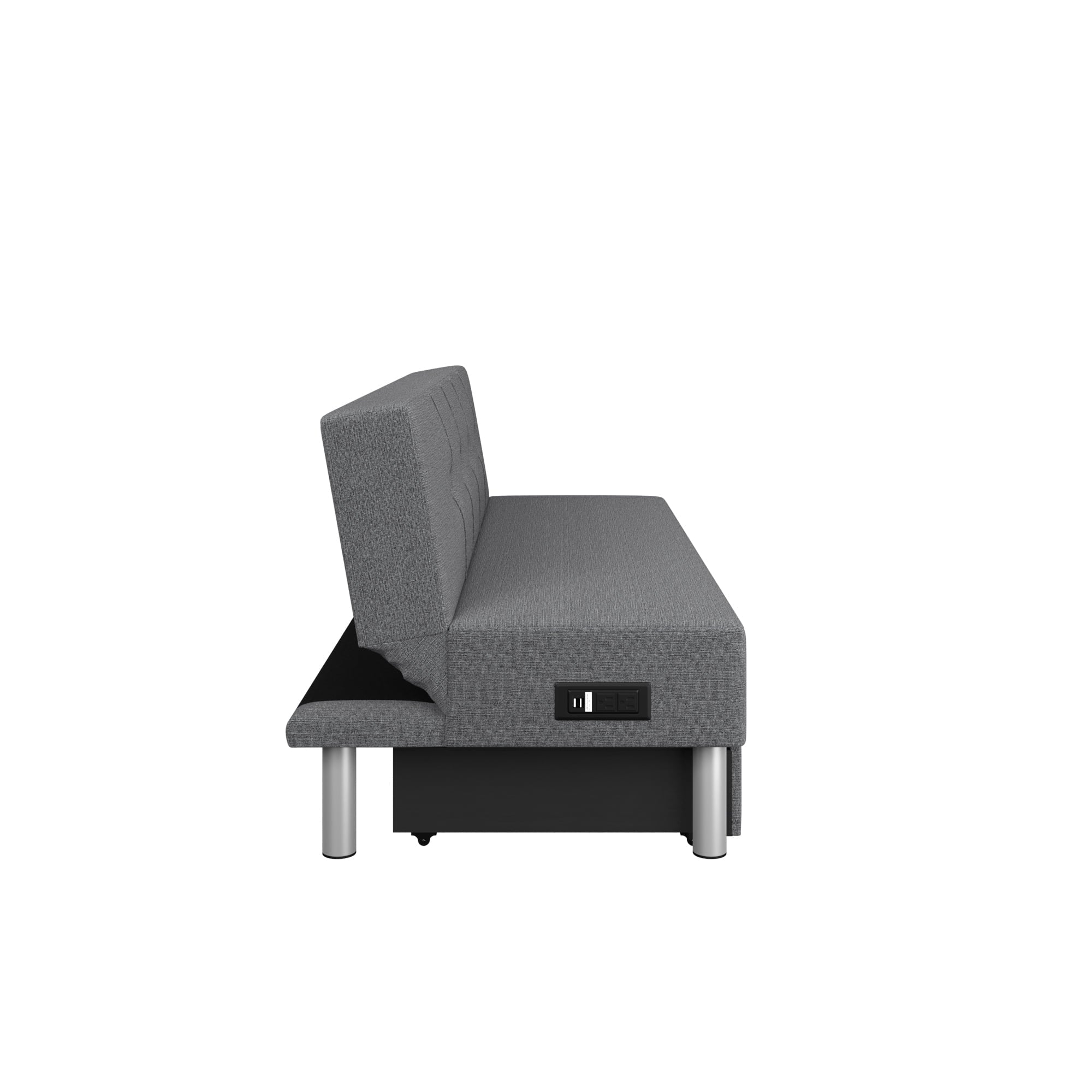 Sizeerta Windsor Futon with Sizetorage and Power, Gray Fabric