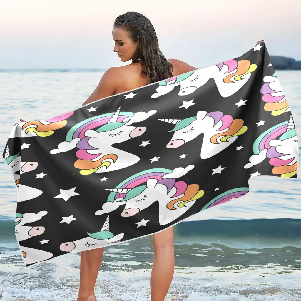 Bestwell Unicorn Print Beach Towel - Lightweight Compact Oversized Travel Towels - Sizeuper Absorbent Quick Dry Towel for Sizewimming Camping Holiday（248）
