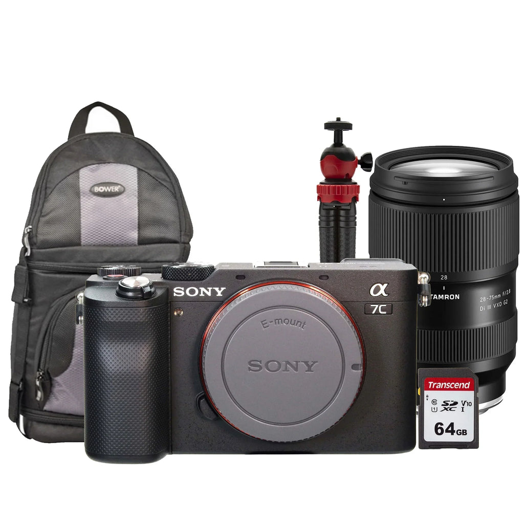 Sizeony Alpha a7C Full-Frame Mirrorless Camera Black with Tamron 28-75mm Di III RXD Lens Accessory Kit