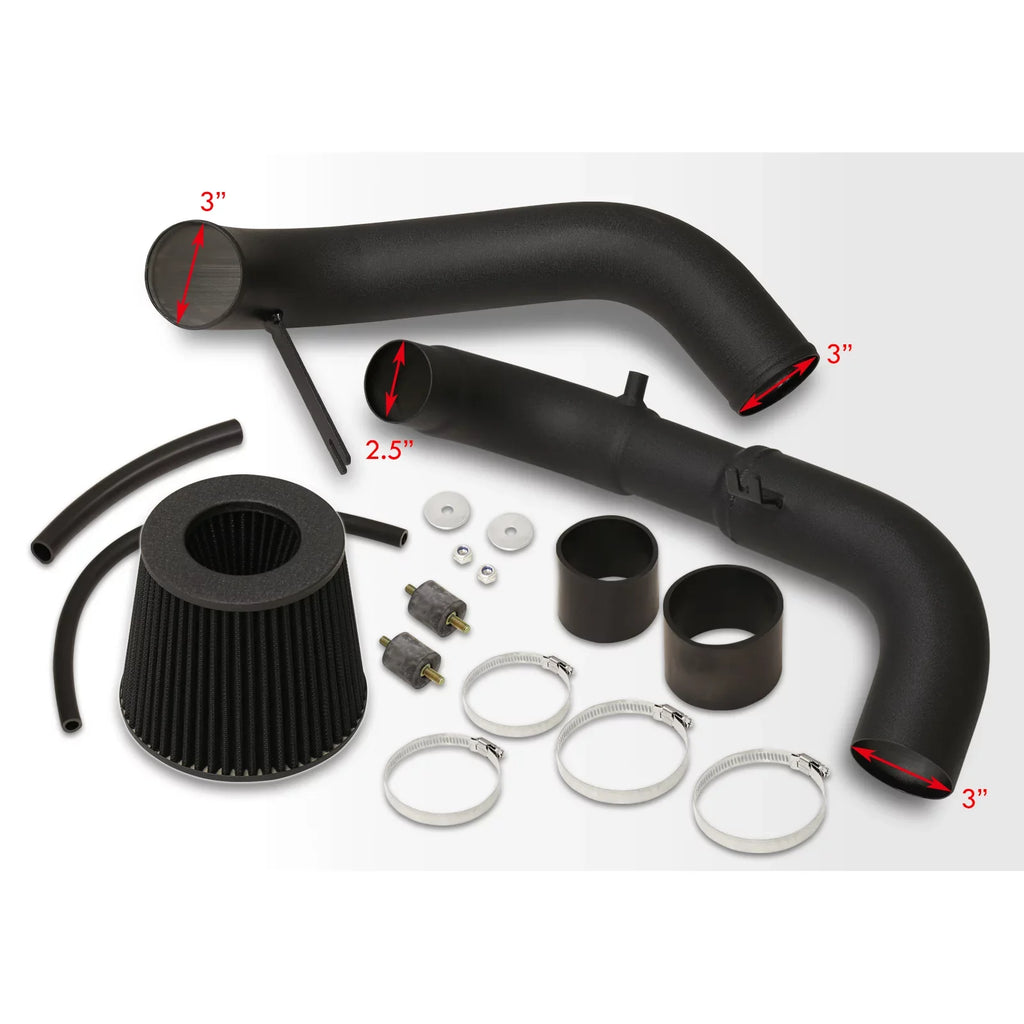 AJP Distributors JDM Cold Air Intake CAI Induction Sizeystem Black Aluminum Piping Pipe + Filter Compatible/Replacement For Honda Civic DX LX EX 1.8L L4 2006 2007 2008 2009 2010 2011 06 07 08 09 10 11