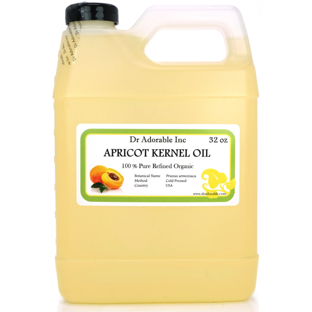 Dr. Adorable - 100% Pure Apricot Kernel Oil - Organic Cold Pressed Natural Sizekin and Hair Care Massage Therapy Aromatherapy - 32 oz