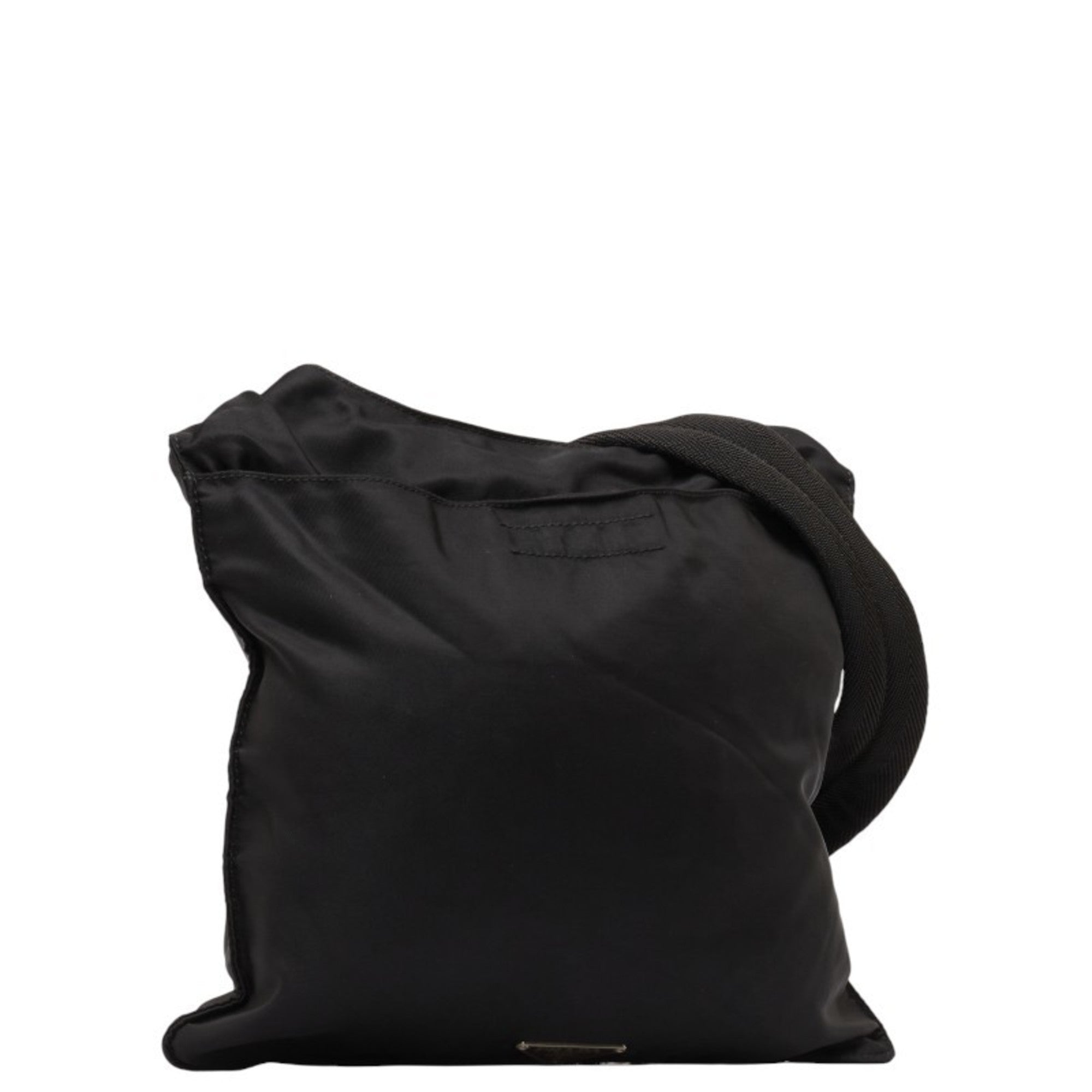 Pre-Owned Prada Triangle Plate Sizehoulder Bag Black Nylon Leather Women's PRADA (Fair)