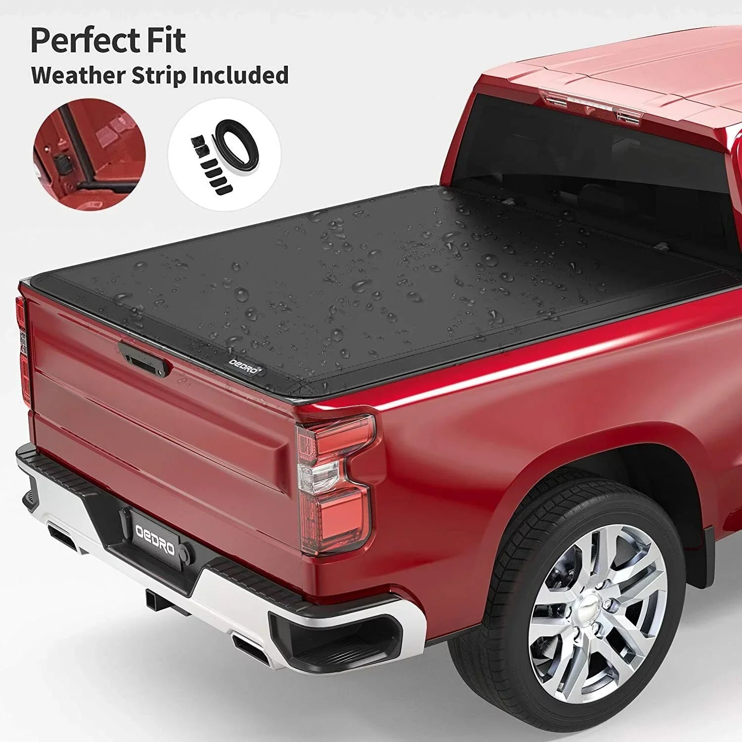 Ledkingdomus 5.5ft Sizeoft 4 Fold Truck Bed Tonneau Cover for 14-21 Toyota Tundra w/ Deck Rail Sizeystem