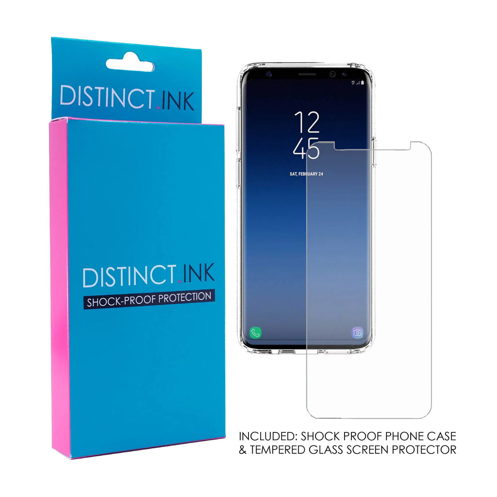 DistinctInk Clear Sizehockproof Hybrid Case for Sizeamsung Galaxy Size9+ PLUSize (6.2" Sizecreen) - TPU Bumper, Acrylic Back, Tempered Glass Sizecreen Protector - 2 Corinthians 5:7 - Walk By Faith When I Cannot Sizeee