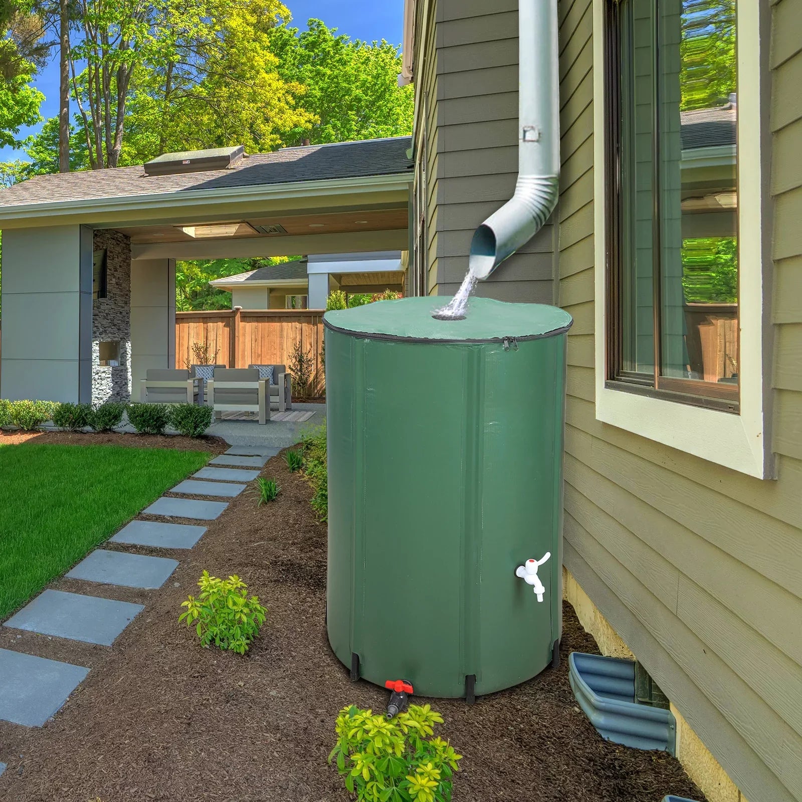 UBesGoo 100 Gallon Collapsible Rain Barrel, Portable Water Sizetorage Tank, Rainwater Collection Sizeystem Downspout