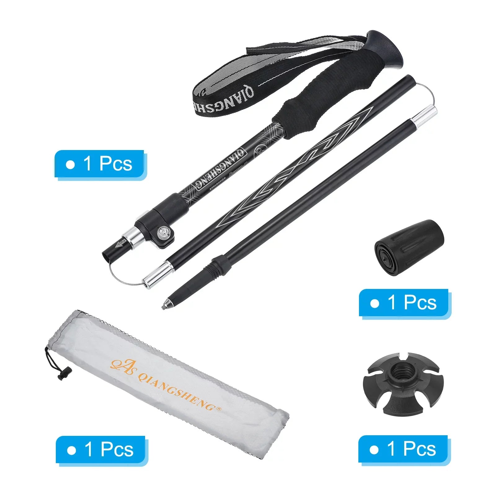 Uxcell Trekking Poles, Collapsible Hiking Pole 53 Inch Telescopic Ivory