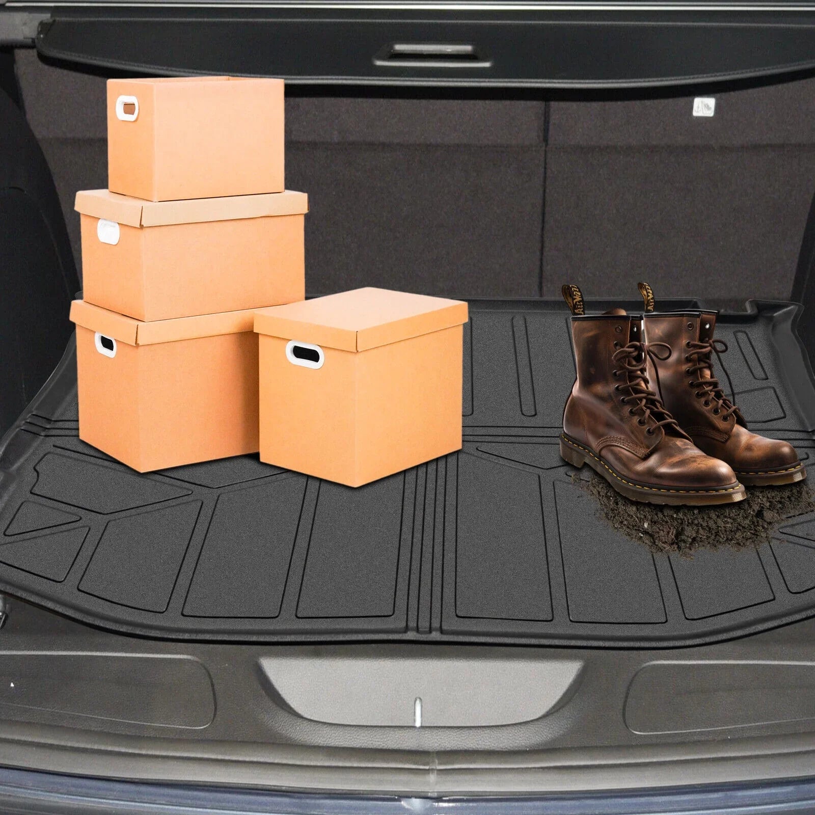 Trunk Mat Custom Fit Jeep Grand Cherokee 2011-2022 TPE Cargo Floor Carpet Rubber Car Rear Cargo Liner Protector All Weather Black