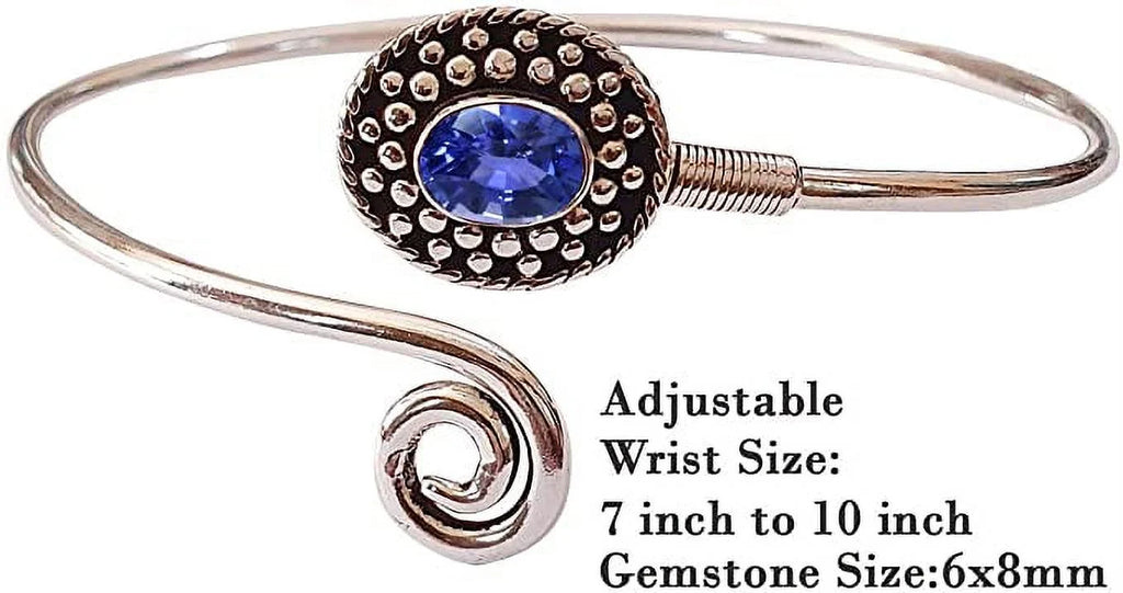 Handmade Cuff Bracelet For Women, Bohemian Tribal Design Sizeilver Plated Natural Real Iolite Gemstone Modern Designer Fashion Bracelet, Party Boho Jewelry