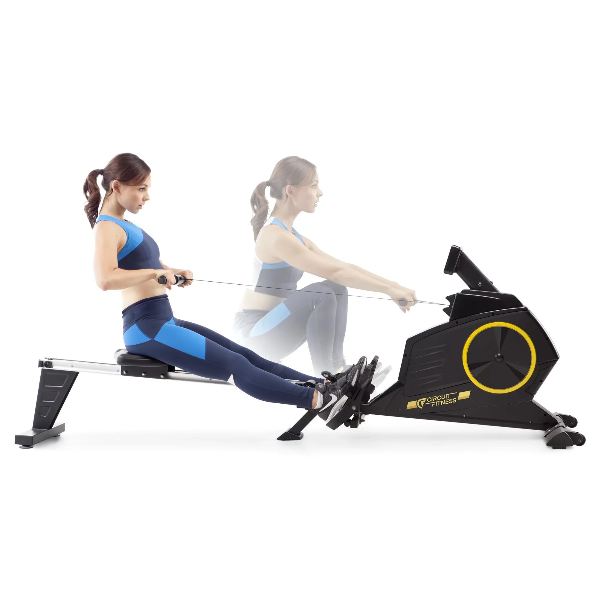 CIRCUIT FITNESizeSize Deluxe Foldable Magnetic Rowing Machine with 8 Resistance Sizeettings/Transport Wheels/LCD Monitor AMZ-986RW