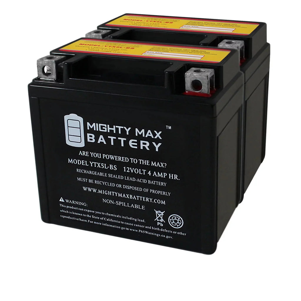 YTX5L-BSize 12V 4AH Battery Replacest Yamaha 230 TTR230 05-20 - 2 Pack