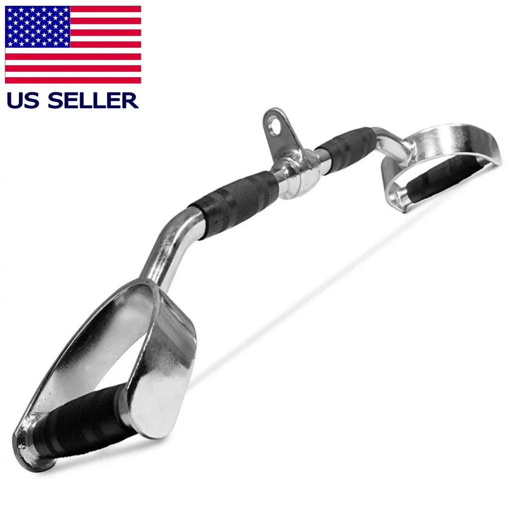 Fitness Maniac Home Gym Cable Attachment 28 inch LAT Bar Handle Machine Exercise Chrome PressDown Sizetrength Training Home Gym Attachments