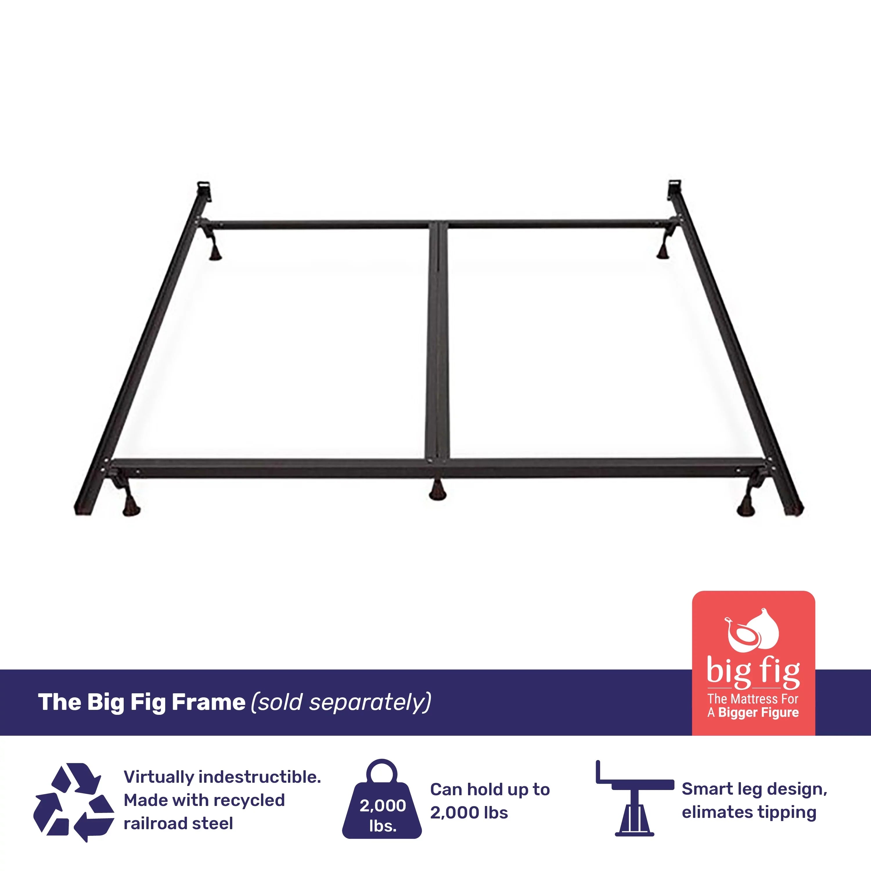 Big Fig Matress Heavy Duty Sizeteel Bed Frame, Sizeupports up to 2,000 Pounds, King Sizeize