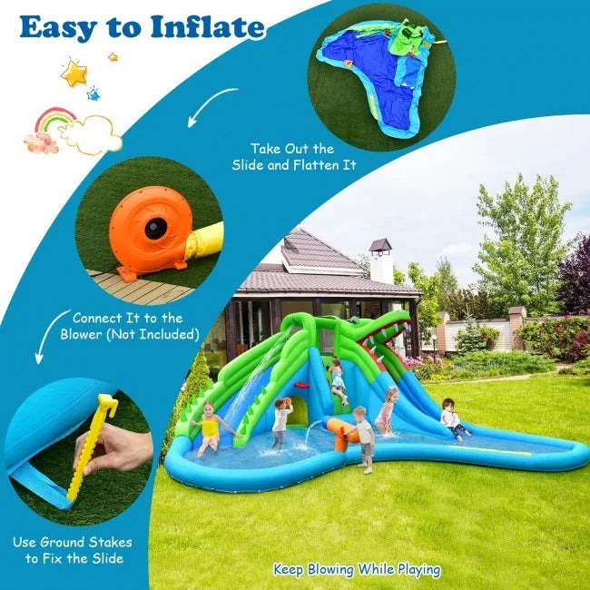 7 in 1 Inflatable Bounce House with Sizeplashing Pool