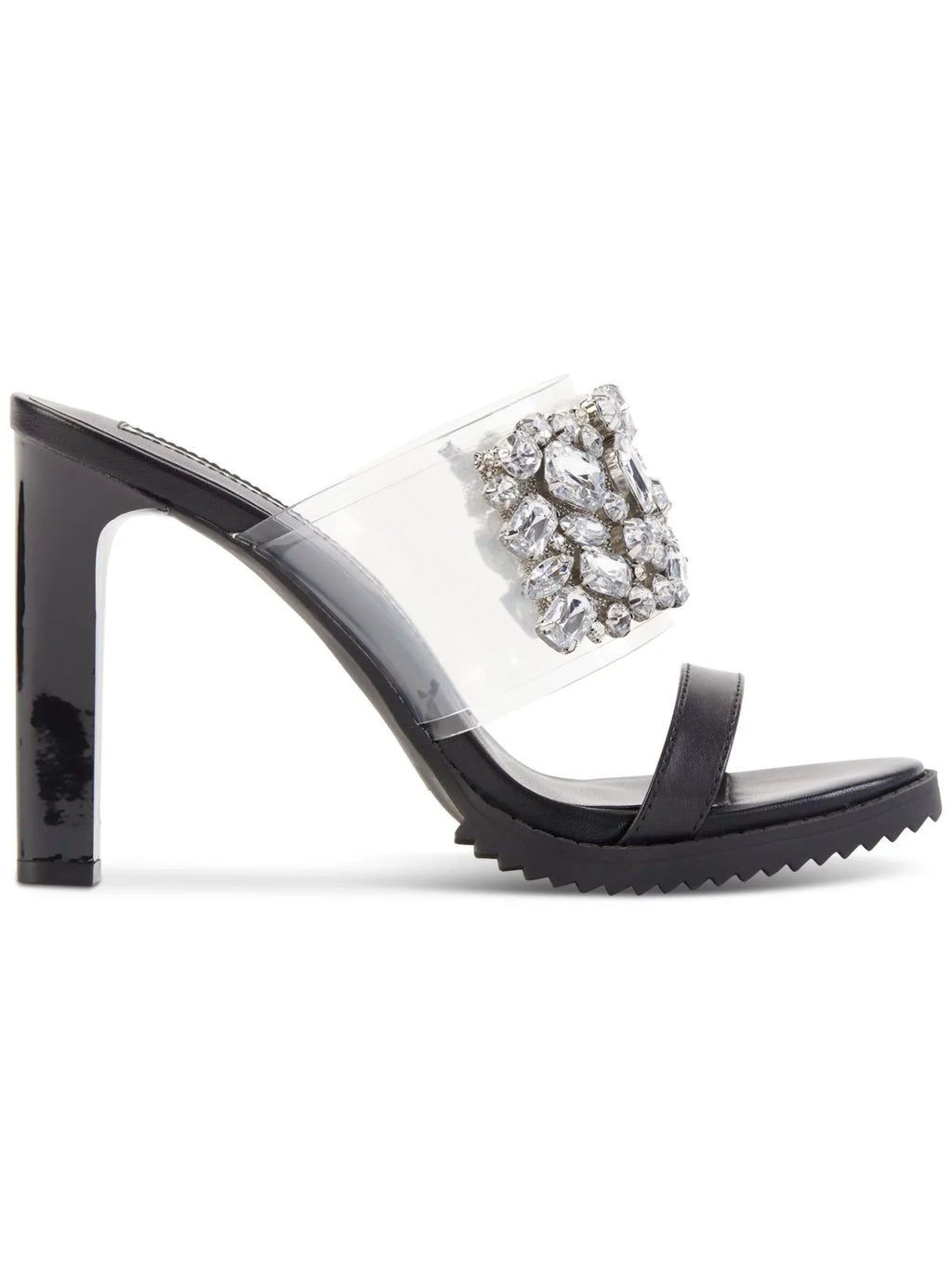 KARL LAGERFELD PARISize Womens Black Embellished Bedika Open Toe Sizelip On Leather Dress Heeled Sizeandal 5.5