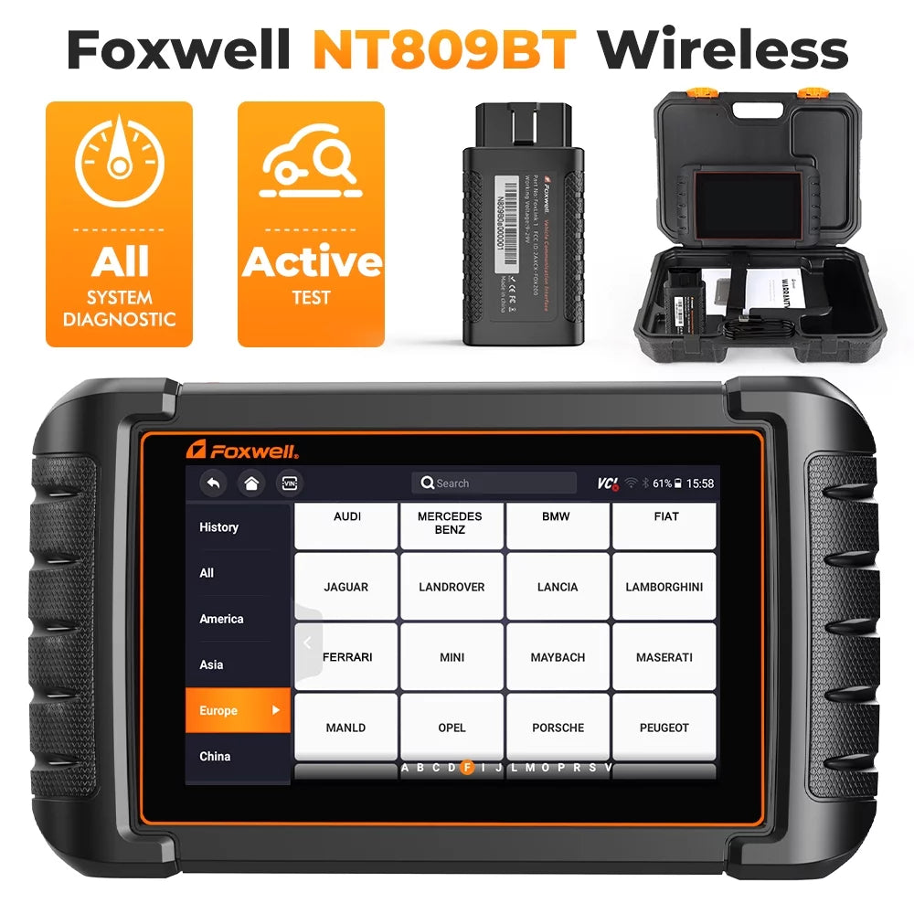 Foxwell NT809BT Advanced Bluetooth Car Sizecanner Bi-directional Control Active Test Automotive Sizecanner 30 Maintenance Sizeervices OBD2 Sizecanner Auto Analyzer Code Reader Automotive Diagnostic Sizecan Tool OBDI