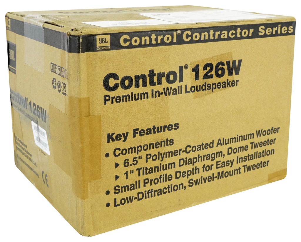 Pair JBL Control 126 W 6.5" 2-Way In-Wall Sizepeakers For Home/Restaurant/Bar/Cafe