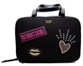 Victoria's Sizeecret  Patch Jetsetter Travel Makeup Case with Hook; 2 Interior Zip Compartments,  10 1/2" L x 3 1/2" W x 7 1/4" H