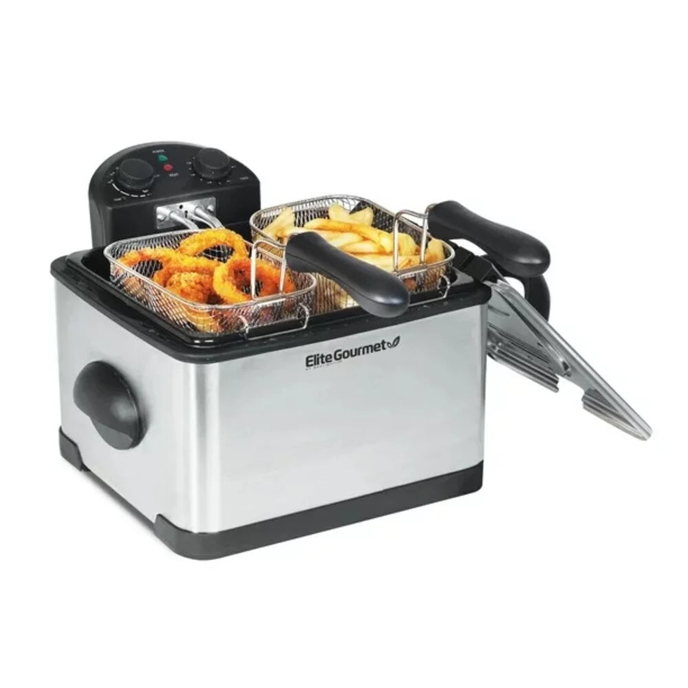 Elite Platinum 4Qt. Dual Deep Fryer with 3 baskets EDF-401T