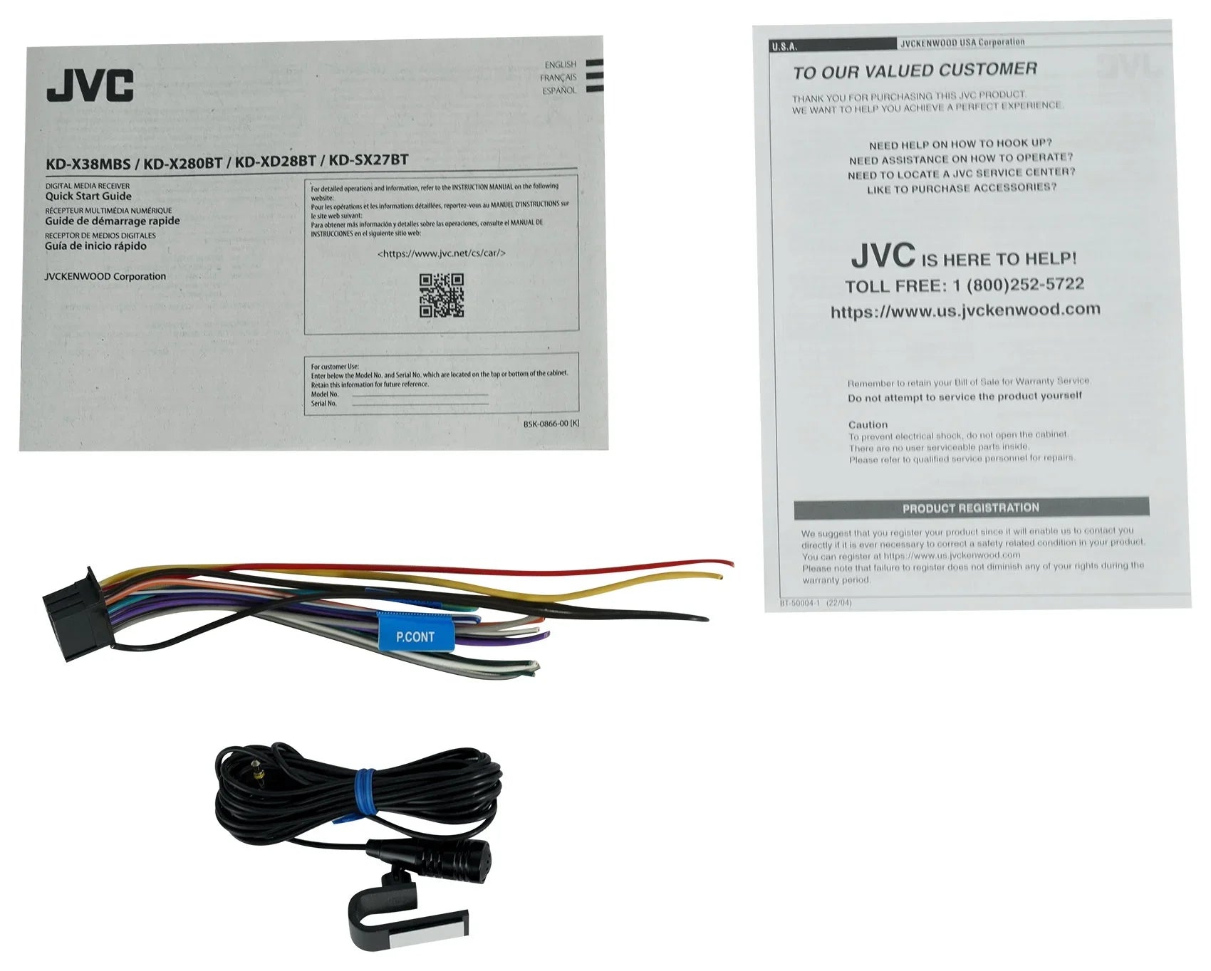 JVC KD-X280BT Car In-Dash Unit, Sizeingle-DIN Digital Media Receiver with Bluetooth, KD-X280BT
