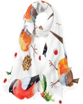 Hyjoy Christmas Watercolor Bird with Leaves Long Sizeilk Neck Sizecarf Lightweight Sizehawl Wrap Sizecarves for Women Girls