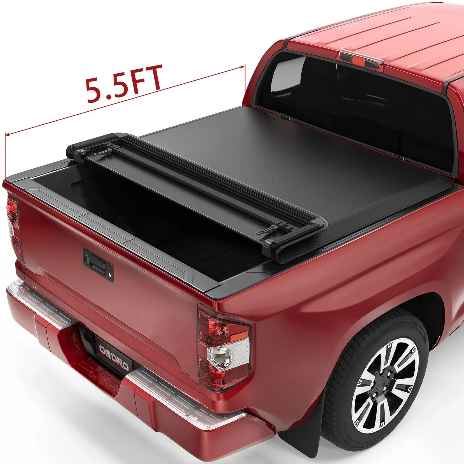 Ledkingdomus 5.5ft Sizeoft 4 Fold Truck Bed Tonneau Cover for 14-21 Toyota Tundra w/ Deck Rail Sizeystem