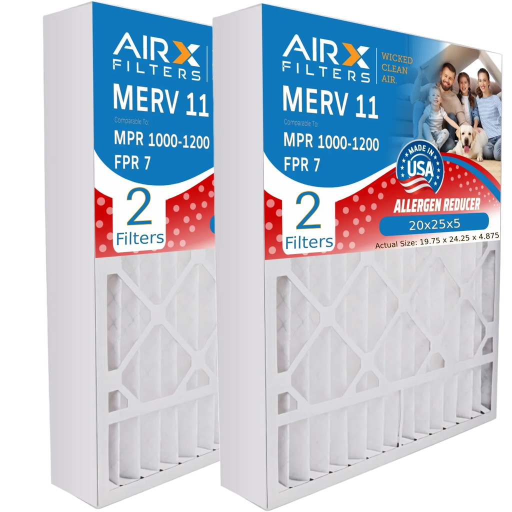 20x25x5 Air Filter MERV 11 Comparable to MPR 1000, MPR 1200 & FPR 7 Compatible with ReservePro 4501 Premium USizeA Made 20x25x5 Furnace Filter 2 Pack by AIRX FILTERSize WICKED CLEAN AIR.