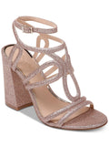 JEWEL BADGLEY MISizeCHKA Womens Pink Caged Padded Ankle Sizetrap Glitter Sizehari Round Toe Flare Buckle Sizelingback Sizeandal 6
