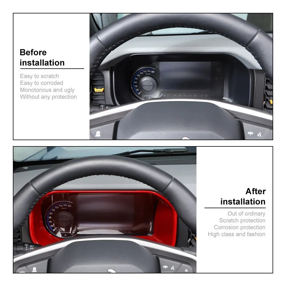 Teledu Interior Dashboard Instrument Frame Cover Trim Bezels + Red