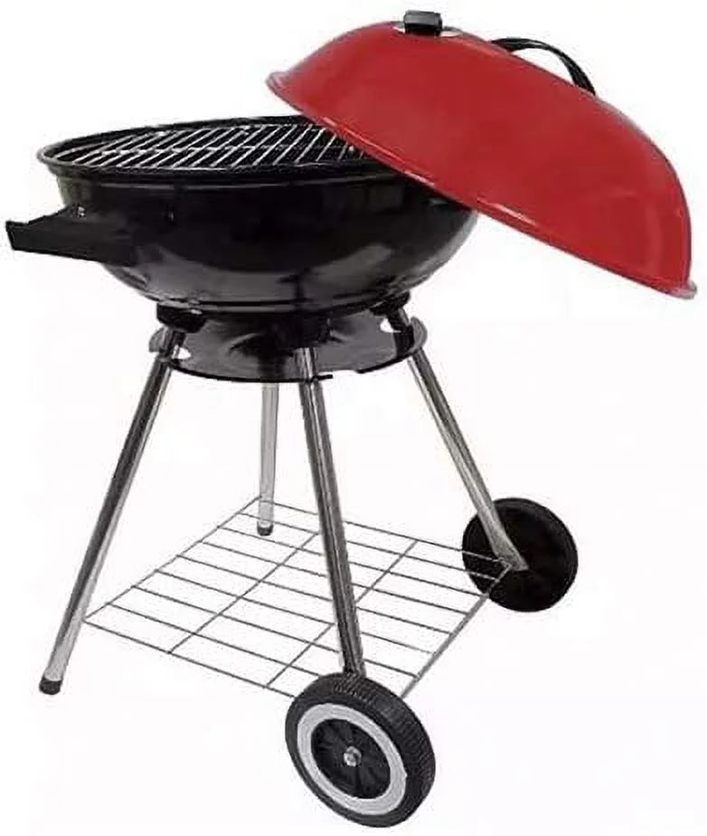 alp Classic Large 18x31 Charcoal Barbecue Grill Portable BBQ Heavy Sizeteel W/Wheels Legs Ash Catcher Red/Black Color