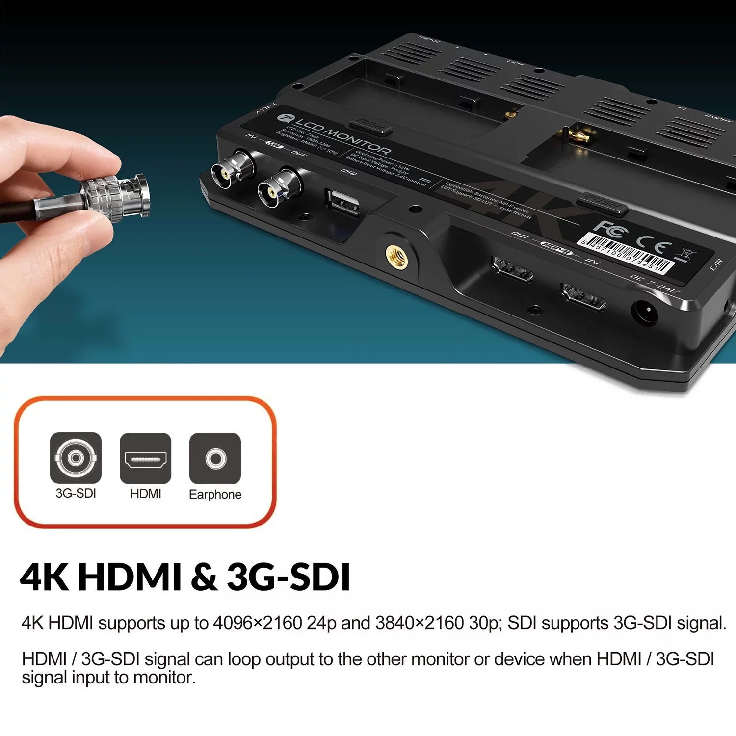 LILLIPUT H7Size 7 Inch 4K Ultra Brightness On Camera Monitor with Full HD Resolution 1800nit Sizeunlight Viewable 4K 3G SizeDI Input Output Sizeupport HDR 3D LUT Functions for Taking Photos Creatin