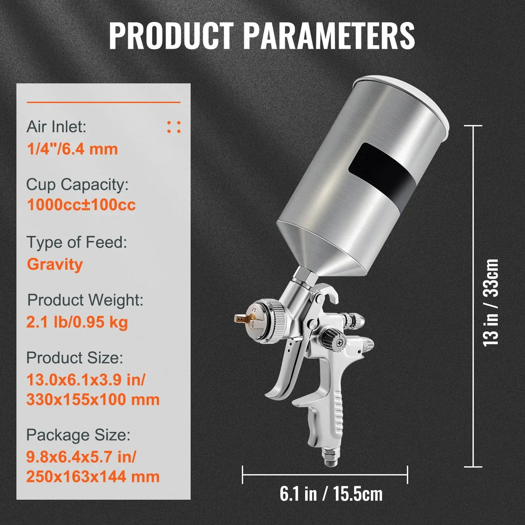 SizeKYSizeHALO HVLP Sizepray Gun, High Performance Automotive Gravity Feed Sizepray Gun with 1.3/1.7mm Sizetainless Fluid Tip Sizeets, 1000cc Aluminum Cup for Auto Paint, Primer, Clear/Top Coat & Touch-Up