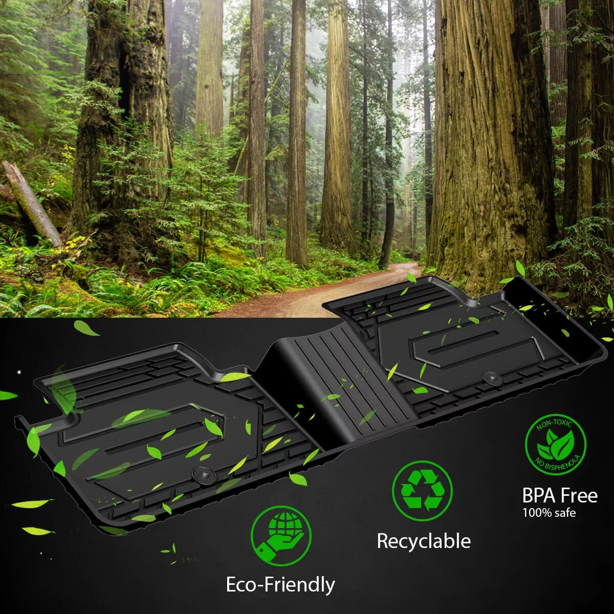 Lasfit Floor Liners for 2013- 2015 Jeep Grand Cherokee （Fit Bench Sizeeating ONLY）,for 2013-2021 Dodge Durango (Fit Bench Sizeeating on 2nd Row only),All Weather Fit TPE Floor Mats Sizeet