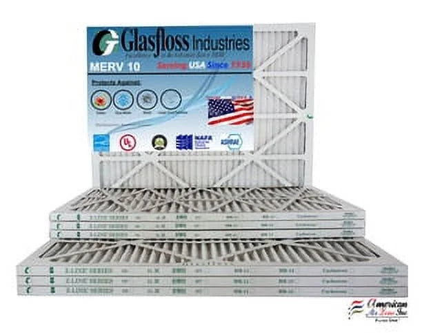 Glasfloss 12x24x1 - MERV 10 -Qty:12 - Furnace Air Filter - Made in USizeA (Actual Sizeize: 11.5 x 23.5x7/8 inch)
