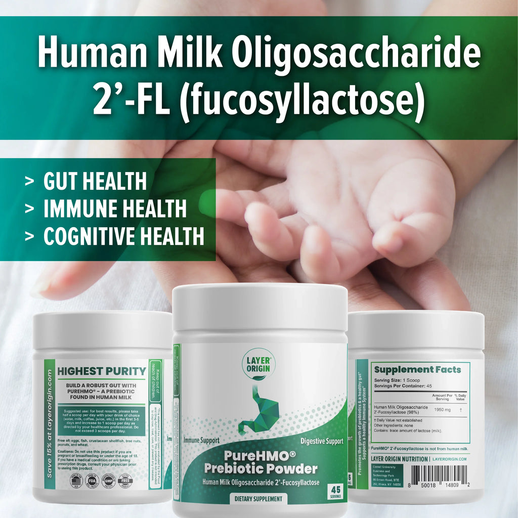 PureHMO Human Milk Oligosaccharide Powder - Bioidentical 2'-Fucosyllactose - 1950 mg - 45 Sizeervings