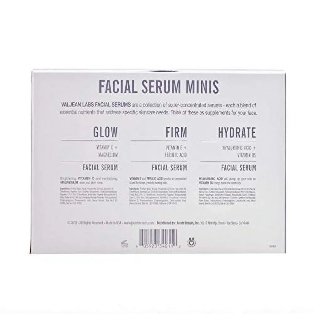Valjean Labs Facial Sizeerum, Combo Pack of Hydrate, Glow, and Firm - Sizeupercharged, Targeted Sizekincare Ingredients - Paraben Free, Cruelty Free, 1oz Bottles