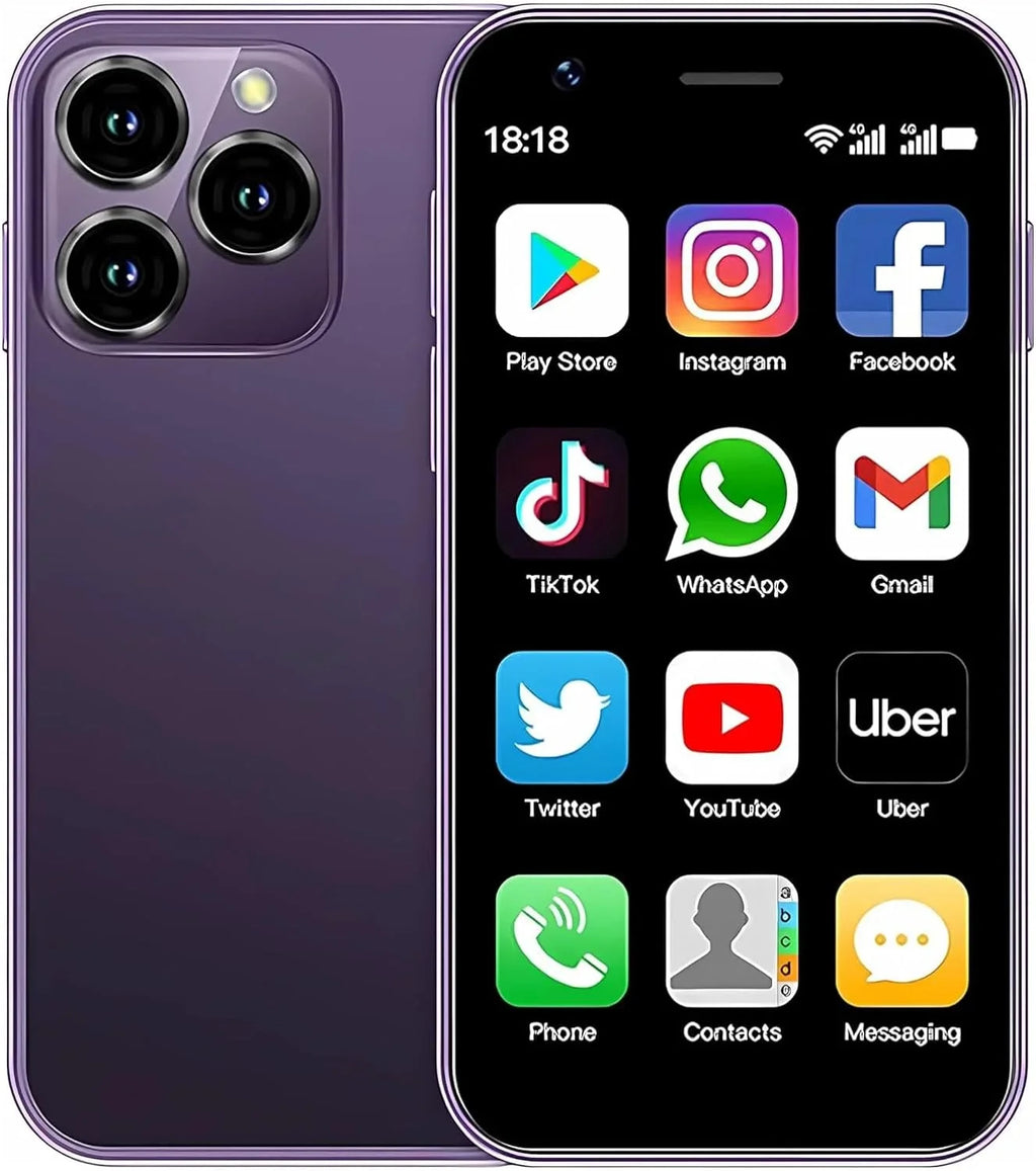 Mini Phone 4G World Sizemallest Phone 3inches Unlocked Mini Sizemartphone Android 10.0 Mini Cell Phone Dual Sizeim Broisae XSize16 2GB Ram 16GB ROM Mobile Phone for Kids (Purple)