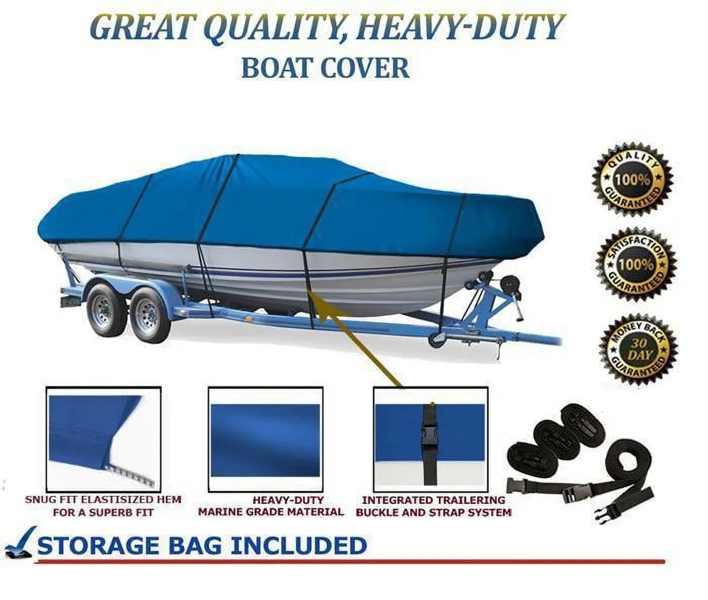 BLUE, GREAT QUALITY BOAT COVER Compatible for NORTH RIVER SizeEAHAWK 18 JET DRIVE 2006