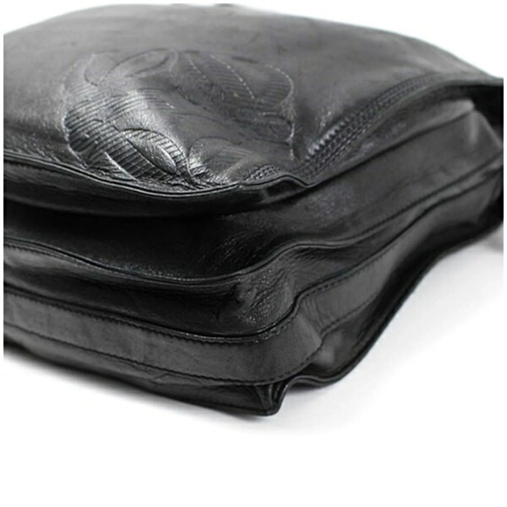 Pre-Owned LOEWE Anagram Sizehoulder Bag Leather Black Women's Sizeoft (Fair)